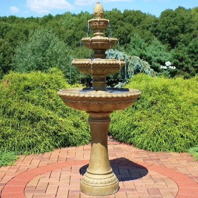 Sunnydaze Decor Sunnydaze 65"H Electric Resin And Concrete 4-Tier Eggshell Edge Outdoor Water Fountain With LED Lights 3 Sunnydaze Decor Sunnydaze 65"H Electric Resin And Concrete 4-Tier Eggshell Edge Outdoor Water Fountain With LED Lights