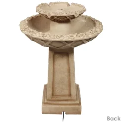 Sunnydaze Decor Sunnydaze 28"H Electric Polyresin 2-Tier Beveled Flower Outdoor Bird Bath Water Fountain -Sunnydaze Decor GUEST a73369e6 3097 4478 a5cf f7589890af07