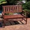 Sunnydaze Decor Sunnydaze Outdoor Meranti Wood With Teak Oil Finish Modern Rustic Wooden 2-Person Bench Seat - Brown -Sunnydaze Decor GUEST a75c3d1a f135 4c5d be11 d8ac327af74a