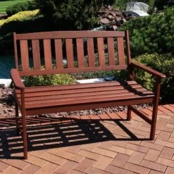 Sunnydaze Decor Sunnydaze Outdoor Meranti Wood With Teak Oil Finish Modern Rustic Wooden 2-Person Bench Seat - Brown