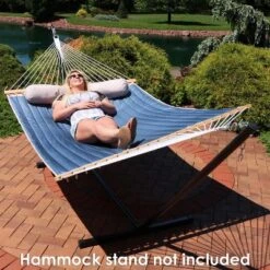 Sunnydaze Decor Sunnydaze Heavy-Duty 2-Person Quilted Designs Fabric Hammock With Spreader Bars And Detachable Pillow - 440 Lb Weight Capacity -Sunnydaze Decor GUEST a77e480f bf9d 4e21 bd13 cec32cd5f252