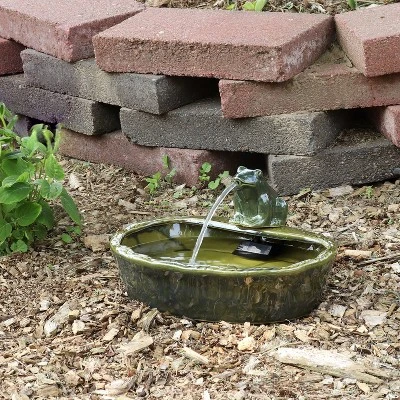 Sunnydaze Decor Sunnydaze Outdoor Solar Powered Ceramic Spitting Frog Water Fountain With Submersible Pump - 7" - Green 3 Sunnydaze Decor Sunnydaze Outdoor Solar Powered Ceramic Spitting Frog Water Fountain With Submersible Pump - 7" - Green