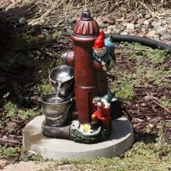 Sunnydaze Decor Sunnydaze 16"H Electric Polyresin Gnomes Climbing Fire Hydrant Outdoor Water Fountain With LED Light -Sunnydaze Decor GUEST a9e48d04 943d 417d 82b9 83c4d18e4b4a