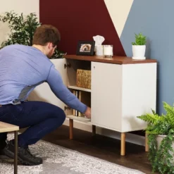 Sunnydaze Decor Sunnydaze Indoor Mid-Century Modern 2-Door Accent Buffet Cabinet With Shelves -Sunnydaze Decor GUEST aa99bbe2 1c56 48c4 b505 344693d72dec