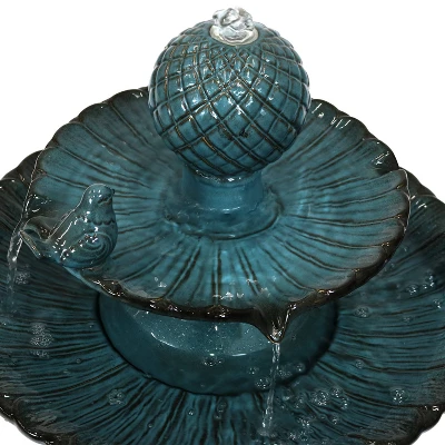Sunnydaze Decor Sunnydaze 27"H Electric Green Ceramic 2-Tier Resting Birds Outdoor Water Fountain 5 Sunnydaze Decor Sunnydaze 27"H Electric Green Ceramic 2-Tier Resting Birds Outdoor Water Fountain - Image 3