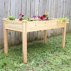 Sunnydaze Decor Sunnydaze Outdoor Wood Elevated Rectangular Standing Garden Planter Box For Flower, Herb And Vegetable Gardening - 24.5" W X 48.5" D X 27.5" H - Brown