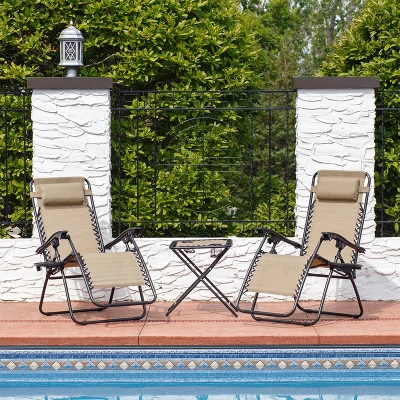 Sunnydaze Decor Sunnydaze Outdoor Fade-Resistant Zero Gravity Chairs With Patio Table, Cup Holders, And Pillows - 2-Pack 11 Sunnydaze Decor Sunnydaze Outdoor Fade-Resistant Zero Gravity Chairs With Patio Table, Cup Holders, And Pillows - 2-Pack - Image 9