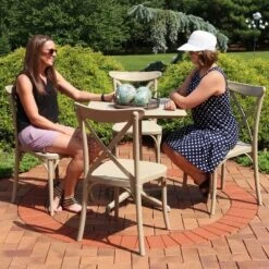 Sunnydaze Decor Sunnydaze All-Weather Commercial-Grade Bellemead Indoor/Outdoor Patio Furniture Dining Set With Square Table With Folding Top, Tan, 5pc -Sunnydaze Decor GUEST ab89e551 27c9 4d38 8a8b 79b872eec836