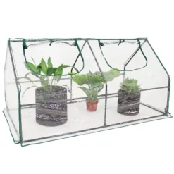 Sunnydaze Decor Sunnydaze Outdoor Portable Plant Shelter Mini Greenhouse With Double Zipper Doors And Cover - Clear -Sunnydaze Decor GUEST adb6a344 d175 477f 9d2d 077357bea7ea