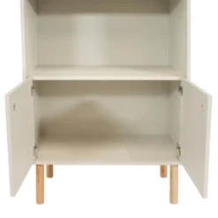 Sunnydaze Decor Sunnydaze Indoor Mid-Century Modern 5-Shelf Bookshelf With Storage Cabinet - Latte -Sunnydaze Decor GUEST ae807315 b9dc 4f9f bd9d e6c5dda51612