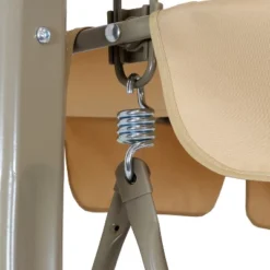 Sunnydaze Decor Sunnydaze Outdoor 3-Person Steel Patio Swing With Adjustable Canopy And Tufted Cushions, Beige -Sunnydaze Decor GUEST ae92f669 794b 43f5 8134 85d28a9c5eca