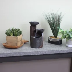 Sunnydaze Decor Sunnydaze Indoor Home Decorative Resin 3-Tier Descending Bowls Tabletop Water Fountain - 9" - Dark Brown -Sunnydaze Decor GUEST af1aafe3 312e 458d 914d 598c36549781