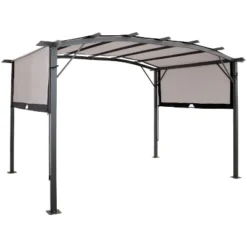 Sunnydaze Decor Sunnydaze 9' X 12' Metal Arched Pergola With Retractable Canopy -Sunnydaze Decor GUEST af595c06 d1e4 4026 adfc 1297ff4ffc2a