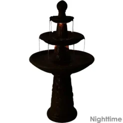 Sunnydaze Decor Sunnydaze 43"H Electric Ceramic 3-Tier Floral Motif Outdoor Water Fountain With LED Lights -Sunnydaze Decor GUEST af77f0b9 ed92 4a9a b718 69f88a2726a7