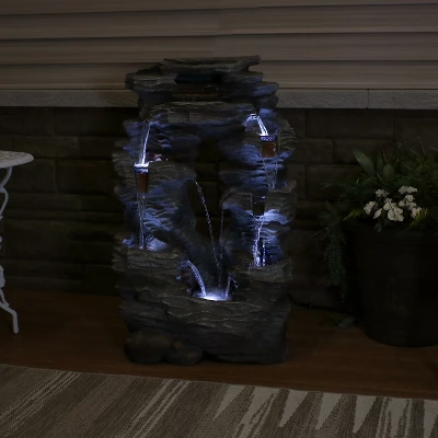 Sunnydaze Decor Sunnydaze 39"H Electric Polyresin And Fiberglass Dual Cascading Falls Outdoor Water Fountain With LED Lights 8 Sunnydaze Decor Sunnydaze 39"H Electric Polyresin And Fiberglass Dual Cascading Falls Outdoor Water Fountain With LED Lights - Image 6