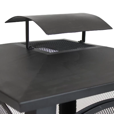 Sunnydaze Decor Sunnydaze Outdoor Camping Or Backyard Steel Pagoda Style Fire Pit With Log Poker And Wood Grate - 32" - Black 4 Sunnydaze Decor Sunnydaze Outdoor Camping Or Backyard Steel Pagoda Style Fire Pit With Log Poker And Wood Grate - 32" - Black - Image 2