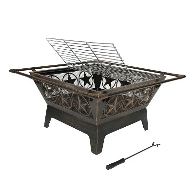 Sunnydaze Decor Sunnydaze Outdoor Camping Or Backyard Steel Northern Galaxy Fire Pit With Cooking Grill Grate, Spark Screen, And Log Poker - 32" 7 Sunnydaze Decor Sunnydaze Outdoor Camping Or Backyard Steel Northern Galaxy Fire Pit With Cooking Grill Grate, Spark Screen, And Log Poker - 32" - Image 5