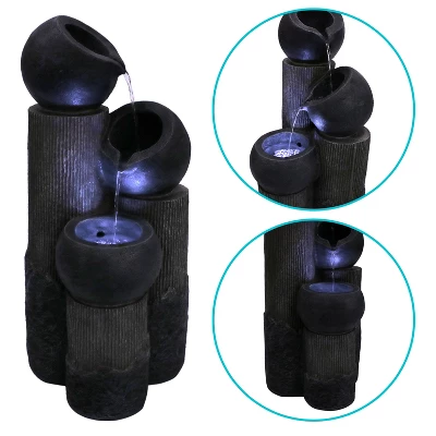 Sunnydaze Decor Sunnydaze Outdoor Solar Powered Polyresin Tiered Cascading Cups Water Fountain With Battery Backup - 29" 4 Sunnydaze Decor Sunnydaze Outdoor Solar Powered Polyresin Tiered Cascading Cups Water Fountain With Battery Backup - 29" - Image 2