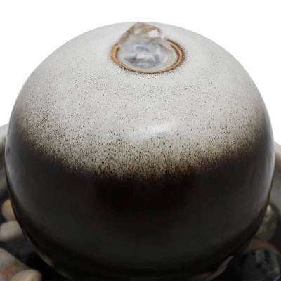 Sunnydaze Decor Sunnydaze Indoor Home Office Tabletop Modern Orb Smooth Glazed Ceramic Water Fountain Feature - 7" - Dark Brown 4 Sunnydaze Decor Sunnydaze Indoor Home Office Tabletop Modern Orb Smooth Glazed Ceramic Water Fountain Feature - 7" - Dark Brown - Image 2