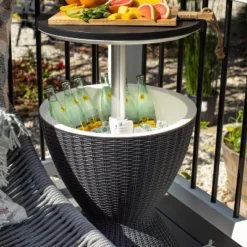 Sunnydaze Decor Sunnydaze Rattan Design Patio Bar Cooler Table With Height-Adjustable Tabletop - Phantom Gray 14 Sunnydaze Decor Sunnydaze Rattan Design Patio Bar Cooler Table With Height-Adjustable Tabletop - Phantom Gray -Sunnydaze Decor GUEST b3efb87d 2257 4bff aa9e d778bab7d3a4