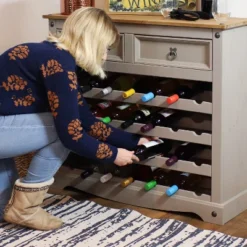 Sunnydaze Decor Sunnydaze 28-Bottle Freestanding Wine Rack - Solid Pine - Gray - 34.5" -Sunnydaze Decor GUEST b511251c c13d 4e00 b205 b938cdca1d7b