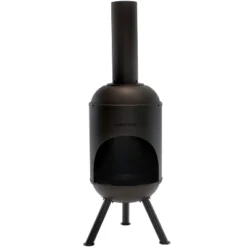 Sunnydaze Decor Sunnydaze Outdoor Backyard Patio Modern Steel Wood-Burning Fire Pit Chiminea With Wood Grate - 5' - Black -Sunnydaze Decor GUEST b530fb61 eae1 479e 9c7d 1a5cbe1f55b2