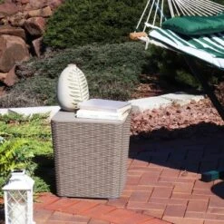 Sunnydaze Decor Sunnydaze Rattan Design Outdoor Side Table With Storage - 11.5-Gal. -Sunnydaze Decor GUEST b5677396 90c8 44ec 9eef 3877a6c27379
