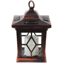 Sunnydaze Decor Sunnydaze Outdoor Lucien Hanging Tabletop Solar LED Rustic Farmhouse Decorative Candle Lantern - 9" -Sunnydaze Decor GUEST b59fa267 60fc 46e2 bc53 bff1c311eb5c