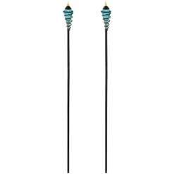 Sunnydaze Decor Sunnydaze Outdoor Adjustable Height Glass And Metal Swirl Patio And Lawn Torch Set -Sunnydaze Decor GUEST b632da3e 4728 424a a014 efdc66bf2931