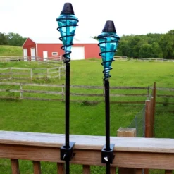 Sunnydaze Decor Sunnydaze Outdoor Adjustable Height Glass And Metal Swirl Patio And Lawn Torch Set -Sunnydaze Decor GUEST b736e316 cb35 4a83 8afa 0e8c206cc0d0