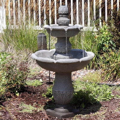 Sunnydaze Decor Sunnydaze 50"H Electric Fiberglass Reinforced Concrete 2-Tier French Garden Design Outdoor Water Fountain, Dusty Gray 10 Sunnydaze Decor Sunnydaze 50"H Electric Fiberglass Reinforced Concrete 2-Tier French Garden Design Outdoor Water Fountain, Dusty Gray - Image 8