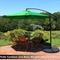 Sunnydaze Decor 21 Sunnydaze Decor Sunnydaze Outdoor Steel Cantilever Offset Patio Umbrella With Air Vent, Crank, And Base - 9.25'