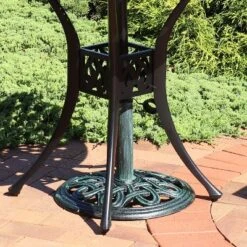 Sunnydaze Decor 25 Sunnydaze Decor Sunnydaze Outdoor Heavy-Duty Cast Iron Decorative Design Patio Yard Round Umbrella Base Stand - 17" - Green