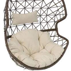 Sunnydaze Decor Sunnydaze Outdoor Resin Wicker Patio Danielle Hanging Basket Egg Chair Swing With Cushion And Headrest - 2pc -Sunnydaze Decor GUEST b9035b44 adba 4b3f 98e1 cdd153095ca1