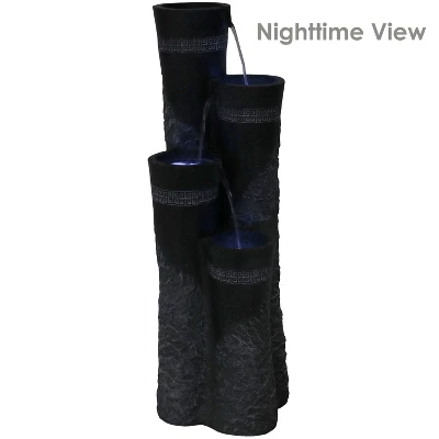 Sunnydaze Decor Sunnydaze 41"H Electric Polystone 4-Tier Staggered Pillars Outdoor Water Fountain With LED Lights 4 Sunnydaze Decor Sunnydaze 41"H Electric Polystone 4-Tier Staggered Pillars Outdoor Water Fountain With LED Lights - Image 2