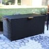 Sunnydaze Decor Sunnydaze 75 Gallon Indoor/Outdoor Acacia Wood And Resin Wicker Storage Deck Box With Hinged Lid -Sunnydaze Decor GUEST baa91294 69a9 48f5 8b60 b43972be294f