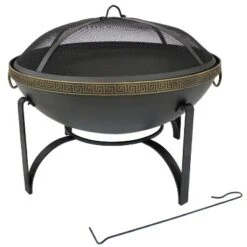 Sunnydaze Decor Sunnydaze Outdoor Camping Or Backyard Steel Contemporary Fire Pit Bowl With Handles And Spark Screen - 26" - Black -Sunnydaze Decor GUEST baccf77d f594 4447 abd0 63b40da1c951