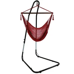 Sunnydaze Decor Sunnydaze Caribbean Style Extra Large Hanging Rope Hammock Chair Swing With Stand - 300 Lb Weight Capacity -Sunnydaze Decor GUEST bb7eeeeb 3005 4981 a980 e648120cab8b