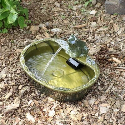 Sunnydaze Decor Sunnydaze Outdoor Solar Powered Ceramic Spitting Frog Water Fountain With Submersible Pump - 7" - Green 6 Sunnydaze Decor Sunnydaze Outdoor Solar Powered Ceramic Spitting Frog Water Fountain With Submersible Pump - 7" - Green - Image 4