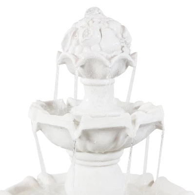 Sunnydaze Decor Sunnydaze 52"H Electric Fiberglass 4-Tier Fruit Top Outdoor Water Fountain, White Finish 4 Sunnydaze Decor Sunnydaze 52"H Electric Fiberglass 4-Tier Fruit Top Outdoor Water Fountain, White Finish - Image 2