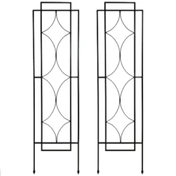 Sunnydaze Decorative Steel Metal Chic Diamonds Design Garden Trellis - Black - 2-Pack -Sunnydaze Decor GUEST bca51ffa d0a2 49ed 93db edbf7b69077d