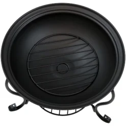 Sunnydaze Decor Sunnydaze Outdoor Camping Or Backyard Steel Round Raised Fire Pit On Stand With Spark Screen - 18" - Black -Sunnydaze Decor GUEST c2c519ed 9422 4352 aef0 0bcd783227cf