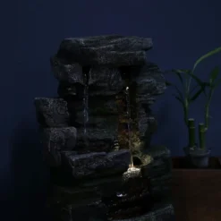 Sunnydaze Decor Sunnydaze Indoor Home Office Polyresin Towering Cave Waterfall Tabletop Water Fountain With LED Light - 14" -Sunnydaze Decor GUEST c32e5f2d 033b 4e14 902b 90414dbf47c8