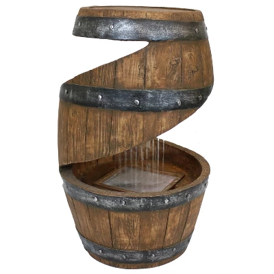 Sunnydaze Decor Sunnydaze 25"H Electric Resin Spiraling Barrel Outdoor Water Fountain With LED Lights 8 Sunnydaze Decor Sunnydaze 25"H Electric Resin Spiraling Barrel Outdoor Water Fountain With LED Lights - Image 6