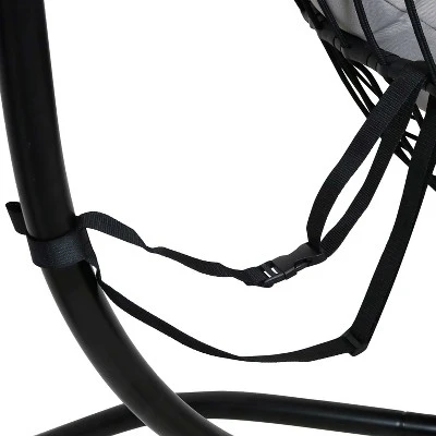 Sunnydaze Decor Sunnydaze Outdoor Resin Wicker Patio Delaney Hanging Basket Egg Chair With Cushions, Headrest, And Steel Stand Set - Gray - 3pc 4 Sunnydaze Decor Sunnydaze Outdoor Resin Wicker Patio Delaney Hanging Basket Egg Chair With Cushions, Headrest, And Steel Stand Set - Gray - 3pc - Image 2