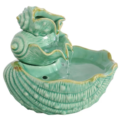 Sunnydaze Decor Sunnydaze Indoor Home Decorative Stacked Tiered Seashells Tabletop Water Fountain Feature - 7" - Green 8 Sunnydaze Decor Sunnydaze Indoor Home Decorative Stacked Tiered Seashells Tabletop Water Fountain Feature - 7" - Green - Image 6