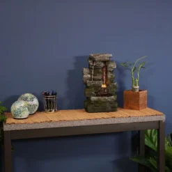 Sunnydaze Decor Sunnydaze Indoor Home Office Polyresin Towering Cave Waterfall Tabletop Water Fountain With LED Light - 14" -Sunnydaze Decor GUEST c6c1c5bc a78b 487e b89e 9a9ea1e27f0a
