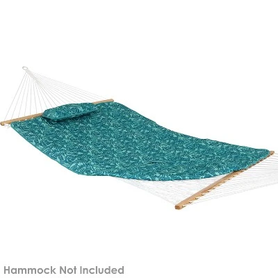 Sunnydaze Decor Sunnydaze Outdoor Weather-Resistant Polyester Quilted Hammock Cushion Pad And Hammock Pillow With Ties - Cool Blue Tropics 9 Sunnydaze Decor Sunnydaze Outdoor Weather-Resistant Polyester Quilted Hammock Cushion Pad And Hammock Pillow With Ties - Cool Blue Tropics - Image 7
