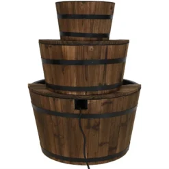 Sunnydaze Decor Sunnydaze 30"H Electric Wood Rustic Farmhouse Style 3-Tier Barrel Outdoor Water Fountain -Sunnydaze Decor GUEST c7dd8742 0338 451e ad59 d1e1f64263bd