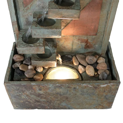 Sunnydaze Decor Sunnydaze 48"H Electric Natural Slate And Copper Accents Descending Staircase Outdoor Water Fountain With LED Light 5 Sunnydaze Decor Sunnydaze 48"H Electric Natural Slate And Copper Accents Descending Staircase Outdoor Water Fountain With LED Light - Image 3